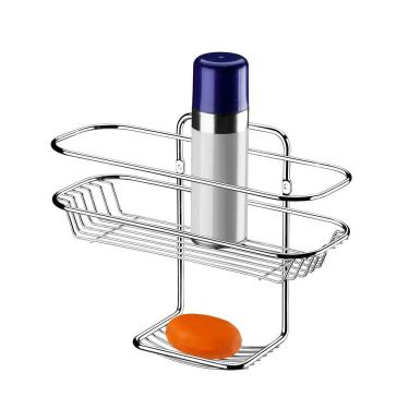 Imagem de Suporte Porta Shampoo Sabonete Prateleira Banheiro Parede Cromado - 1025 Future