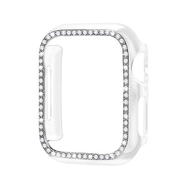 Imagem de Anvirtue Capa de diamante para Apple Watch Band 5 4 3 2 1 capa 44 mm 40 mm 42 mm 38 mm Pulseira iwatch Protetor de Cristal (Transparente, para Série 45 44 mm)