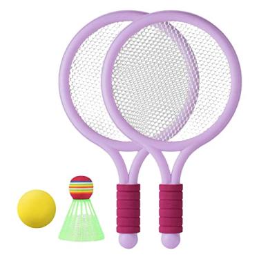 Imagem de YIJU Conjunto de raquetes de tênis infantil durável pai criança brinquedos interativos 1 peça badminton para meninos meninas criança esporte jogar jardim, Roxo