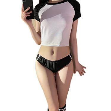 Imagem de Cosplay schoolgirl suit Japanese lingerie female uniform temptation sexy perspective (black1)