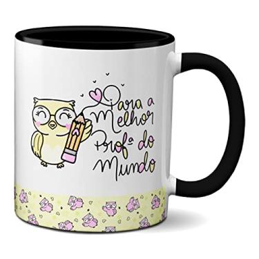 Imagem de Caneca Feliz Dia Professores Para A Melhor Prof Do Mundo (Preta)