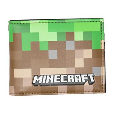 Imagem de Mad Engine Minecraft Earth Pixels Carteira dobrável multicolorida licenciada, Verde, Medium, Moderno