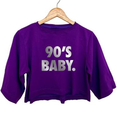 Imagem de Cropped Top Academia Camiseta Feminino 100% Algodão 90'S Baby - Oke