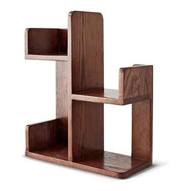 Imagem de KIZQYN Estante de madeira para mesa estante de mesa cor nogueira estante de mesa organizador de mesa para escritório casa estante de mesa