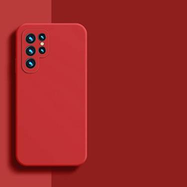 Imagem de Para Samsung Galaxy S23 Ultra Case Capa S22 Plus S21 FE Silicone Líquido Macio à Prova de Choque Capas de Telefone Para Samsung S23 Ultra, Vermelho, Para Samsung S23 Plus