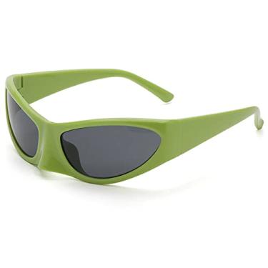 Imagem de Óculos de sol de olho de gato vintage para mulheres Óculos de sol de condução de cor doce para homens, tons chiques de hip hop, verde cinza, tamanho único