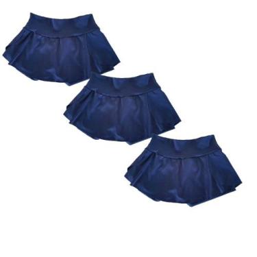 Imagem de Kit 3 Shorts Saia Infantil Juvenil Menina Cintura Alta Básico Liso Uni