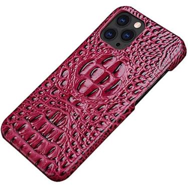 Imagem de KOSSMA Capa padrão de crocodilo para Apple iPhone 12 Pro (2020) 6,1 polegadas, capa de telefone respirável à prova de choque antiderrapante à prova de choque (cor: vermelho)