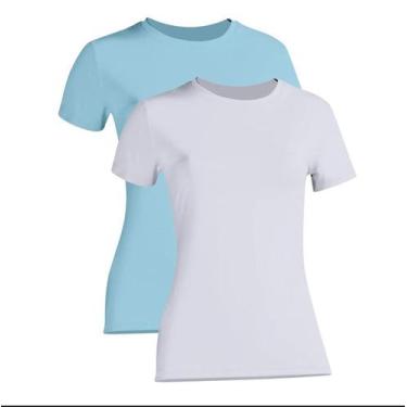 Imagem de Kit 2 Camiseta Proteção Solar Feminina Manga Curta Uv50+ 1 Azul Bebê 1
