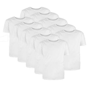 Imagem de Kit Com 10 Camisetas Básicas Algodão Branca Tamanho P - Mc Clothing