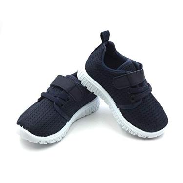 Imagem de Bless Children Tênis infantil – Sapatos descalços largos para meninos e meninas, malha respirável, leve, antiderrapante para caminhada e corrida, Navy1902, 18