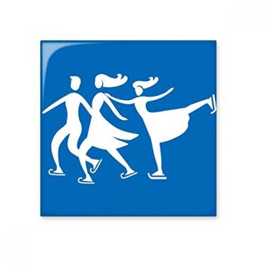 Imagem de Esqui, inverno, esporte, azul, delineado, azulejo, cerâmica, decalque, brilhante, pedra adornada, tijolo esmaltado