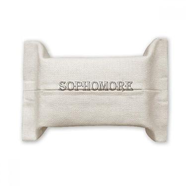Imagem de Black Words About Sophomore Suporte de capa de papel para lenços faciais, saco de linho de algodão