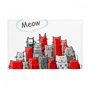 Imagem de DIYthinker Tapete antiderrapante para porta de banheiro com desenho fofo de gato mewing Protect Animal Pet Lover