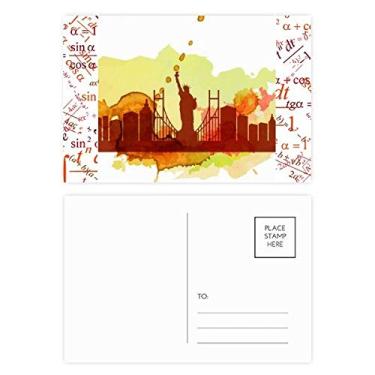 Imagem de USA America New York City Liberty Conjunto de cartões postais em aquarela com 20 peças