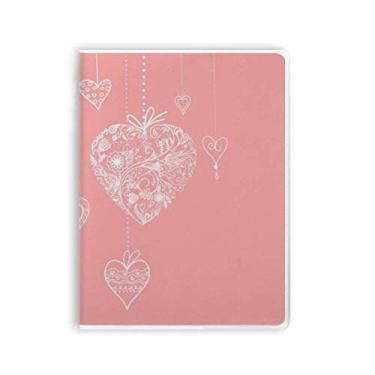 Imagem de Caderno de flores de coração rosa para dia dos namorados, capa macia para diário
