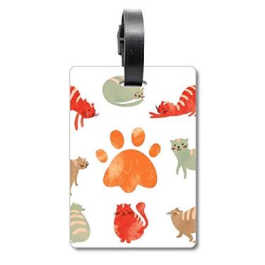 Imagem de Animal Cute Cat Family Footprint Bagagem Bagagem Etiqueta Cartão de Bagagem Scutcheon Etiqueta