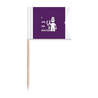 Imagem de Estetoscópio Médico Posição Corporal Bandeiras de Palito de Dente Marcação de Etiquetagem para Bolo de Festa