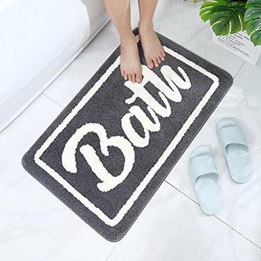 Imagem de jia cool Tapetes de banheiro 39 x 23,6 cm Tapete de banheiro para chuveiro de piso extragrosso, super macio, melhor absorvente, perfeito tapete de porta de pelúcia absorvente, cinza escuro