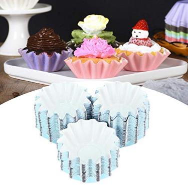 Imagem de Copo para assar bolo, sobremesa, forno, cupcake, cupcake, embrulhado para festa, aniversário para casamento (azul celeste)
