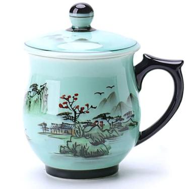 Imagem de PAYNAN Copo de cerâmica Jingdezhen de 350 ml, copo de chá, copo de escritório, conjunto de chá Kung Fu