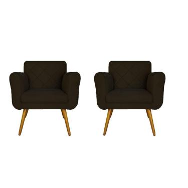 Imagem de Combo 02 Poltronas Estofadas Decorativas Para Quarto Closet Isabella Suede Marrom- LM DECOR