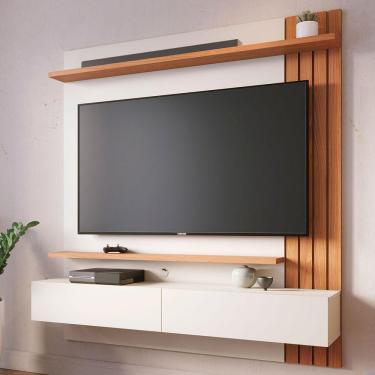 Imagem de Estante Para Tv Até 65 Polegadas Juriti 2 Portas 2 Prateleiras Off White Matte/freijó - Colibri