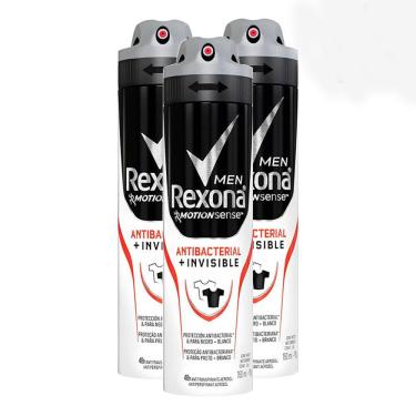Imagem de Kit 3X 150ml Desodorante Rexona Men Antibacterial + Invisible Aerosol Antitranspirante 48h