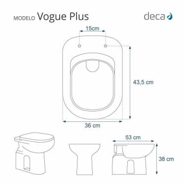 Imagem de Assento Sanitario Fechamento Lento Vogue Plus Branco Para Louça Deca