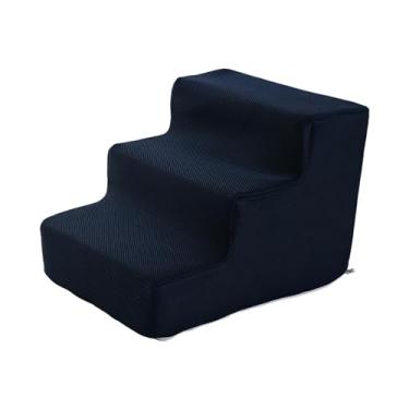 Imagem de IEUDNS Escadas para cães, escadas para animais de estimação, rampa para cães, capa removível, resistente, rampa para cachorros, esponja de alta densidade, S 3 Passos Azul Escuro
