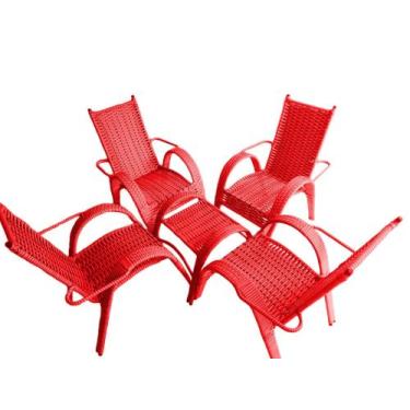 Imagem de Conjunto Luxo Fibra Vermelho  - Lafeli Cadeiras
