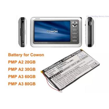 Imagem de Cameron Sino Bateria para Cowon  3600mAh  PMP A2  20GB  A3  60GB  PMP A3  80GB  PMP A2  30GB