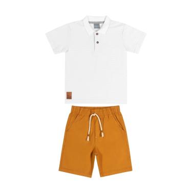 Imagem de Infantil - Conjunto Camisa Polo e Bermuda Quimby Branco  menino