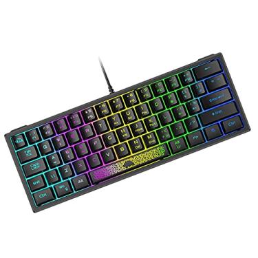 Imagem de ZIYOU LANG Mini teclado para jogos K61 60% portátil com arco-íris RGB retroiluminado ergonômico 62 teclas, 19 teclas, sensação mecânica, à prova d'água, com fio USB para PC, Mac, Windows, Gamer,