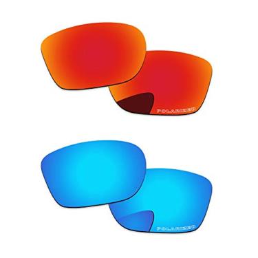 Imagem de PapaViva Lentes de substituição para óculos de sol Oakley Crossrange OO9361 armação vermelha fogo e azul gelo