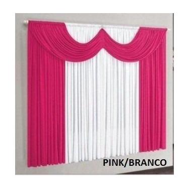 Imagem de Cortina Para Quarto 2,00 X 1,70 Rosa Pink E Branca - M&C Enxovais