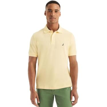 Imagem de NAUTICA Camisa polo masculina clássica de malha lisa de manga curta, Mellow - amarelo, M