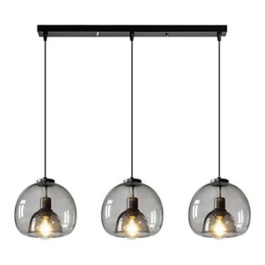Imagem de Lustre com 3 luzes pendentes de iluminação globo ajustável lâmpada pendente de vidro luminária de teto industrial vintage pendurada luminária pendente para fazenda cozinha ilha lustre criativo