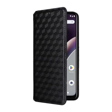 Imagem de Capa flip compatível com ZTE Nubia Z60 Ultra 5G, design carteira com compartimento para cartão. Padrões estereoscópicos. Capa flip sustentável - preta