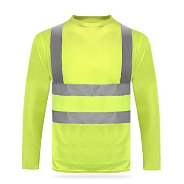 Imagem de Camiseta Hycoprot de alta visibilidade com segurança reflexiva de manga comprida de malha absorvente de umidade, secagem rápida e leve, reflexiva (GG, amarelo)