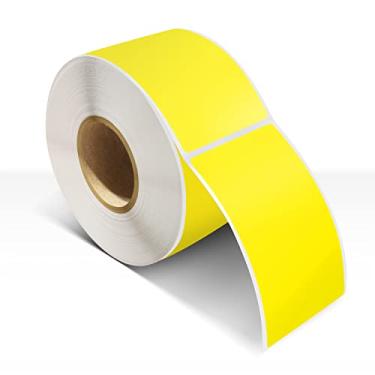 Imagem de Etiquetas retangulares adesivos de vinil de 7 x 12 cm, etiquetas de nome com código de cores, rolo removível, 200 peças, amarelo fluorescente