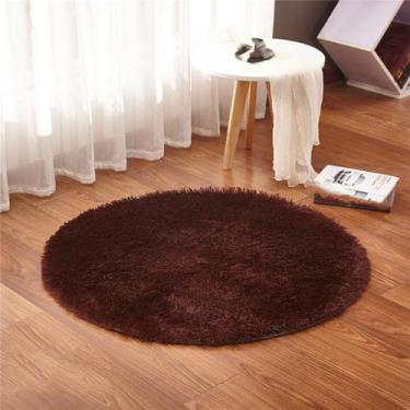 Imagem de Tapete redondo fofo para sala de estar, tapete de pele sintética, quarto infantil, pelúcia felpudo, cadeira de computador, área de estofamento, café, diâmetro 0,4 m (pequeno)
