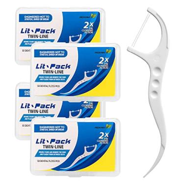 Imagem de Palitos de fio dental Twin-Line para clareamento avançado e fio dental de dupla ação com palitos de dente de alta resistência com estojos portáteis
