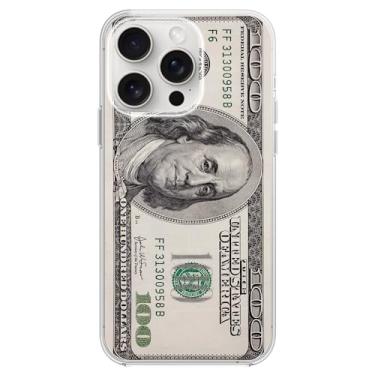 Imagem de Blingy's Capa para iPhone 15 Pro, capa protetora de TPU macio com design de notas de cem dólares divertida compatível com iPhone 15 Pro de 6,1 polegadas ($100 Bill)