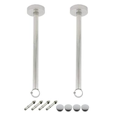 Imagem de Pacote com 2 suportes de montagem de teto, suporte de tubo de guarda-roupa de aço inoxidável suporte de haste suporte de teto, cortina de chuveiro ULIFESTAR armário armário haste de suporte de alavanca de haste soquete de flange de tubo (D*A) 26*400mm/1*16''