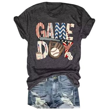 Imagem de Camiseta feminina de beisebol Mama Day com estampa de letras engraçadas beisebol mãe camiseta casual leopardo mamãe camisetas, Cinza - 1, P