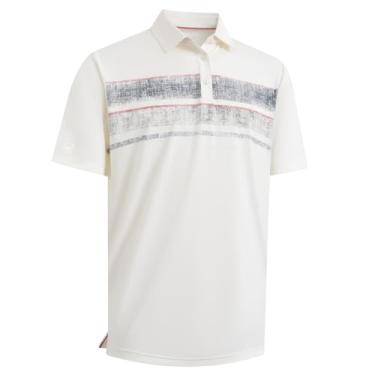 Imagem de Rouen Camisetas masculinas de golfe de manga curta com estampa no peito, ajuste seco, absorção de umidade, camisas polo esportivas casuais para homens, Creme2, XXG