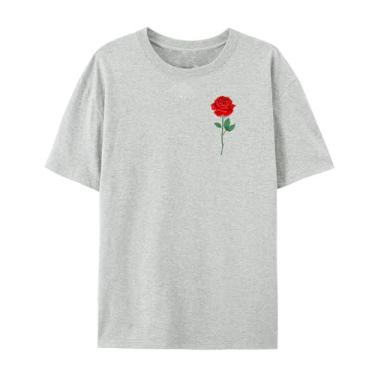 Imagem de Camiseta com estampa rosa para esposa para homens e mulheres por amor, Cinza claro, PP
