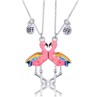 Imagem de Saalort Colar Best Friends para 2 colares magnéticos de coração dividido, presente de amizade, pingente combinando, 1.5 inches x 2 inches x 0.3 inches, Zinco, Ametista