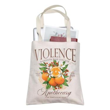 Imagem de BLUPARK Presente inspirado na quarta asa Dragon Rider Tote Book Lover Gift Basgiath War College Merch Fantasy Riders Quadrant Gift, Bolsa de violência, 12'' x 7'' x 1''